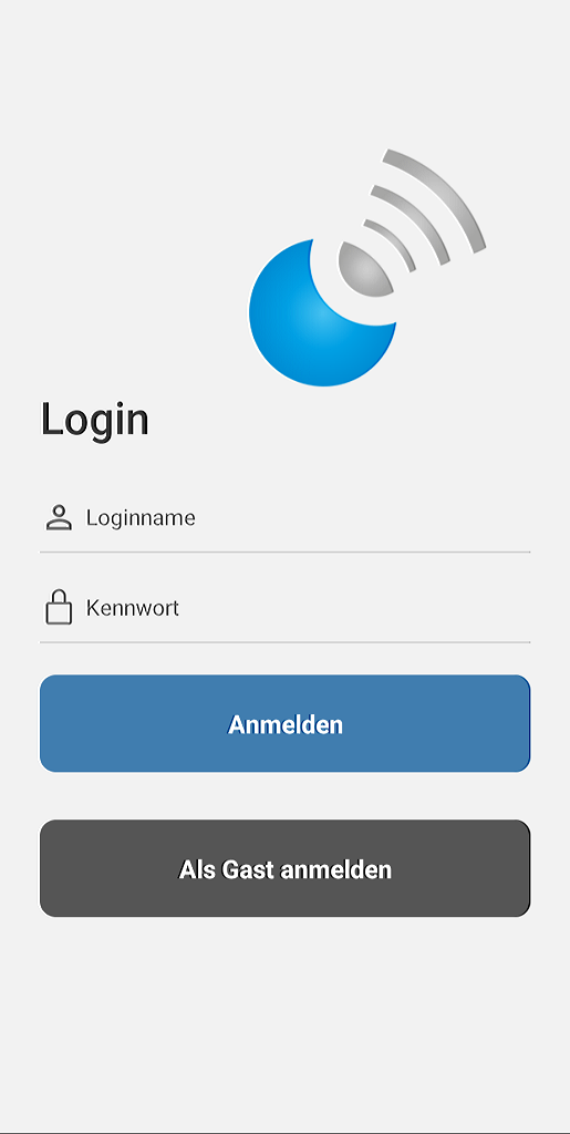 Ansicht Sencono App mit dem Login